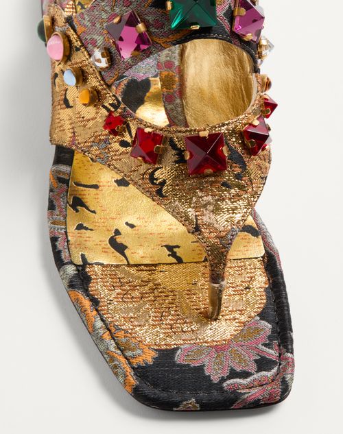 Valentino Garavani - Preshoes Sandal In Apres L'hiver Jacquard Fabric With Crystals 20mm - Multicolor - Woman - Sandals