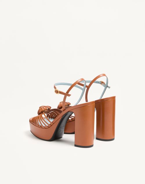 Valentino Garavani - Coeur Royal Platform Sandal In Kidskin 115mm - Roasted Pecan - Woman - Sandals