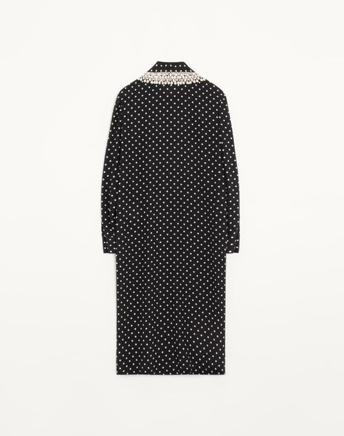 Valentino - Midi Dress In Crepe De Chine With Medium-sized Polka Dots - Black/birch - Woman - Dresses