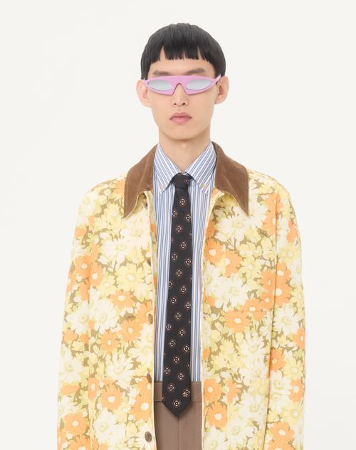 Valentino Garavani - Valentie Silk Jacquard Tie With Geometric Pattern - Black/multicolor - Man - Ties