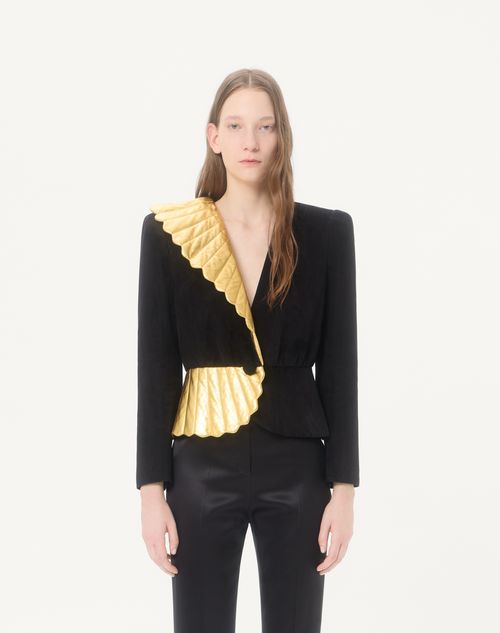 Valentino - Suede Leather Jacket - Black/gold - Woman - Jackets And Blazers