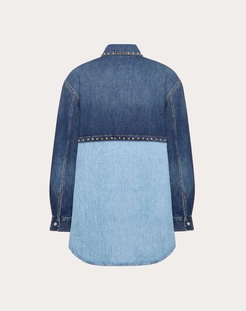 Valentino - Denim Shirt Jacket With Rockstud Untitled Studs - Blue - Man - Denim