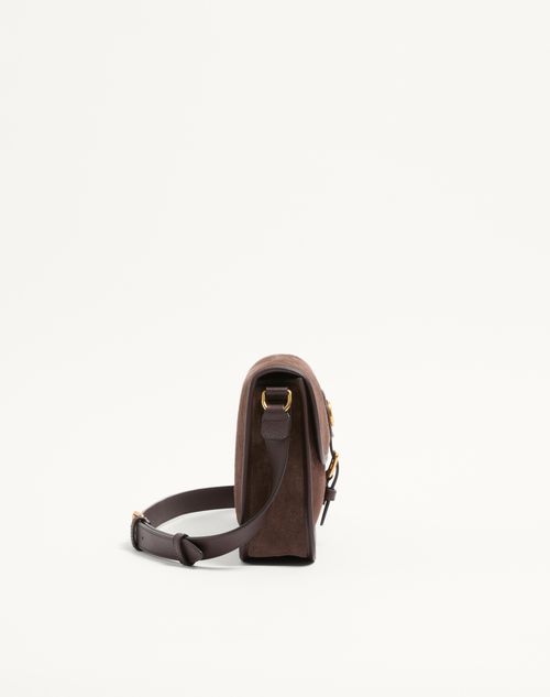 Valentino Garavani - Valentino Garavani Antibes Suede Shoulder Bag - Testa Di Moro - Man - Shoulder Bags