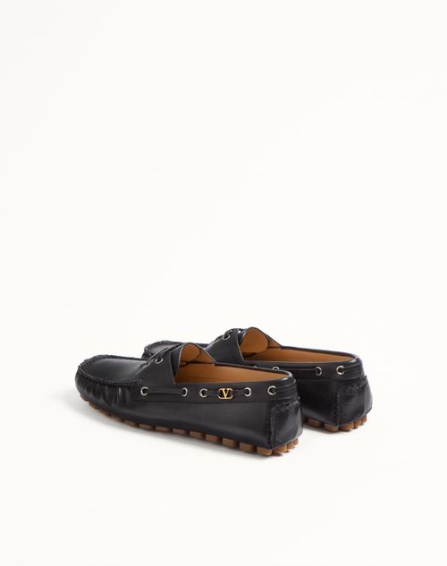 Valentino Garavani - Driver Fastaway Buffalo Loafer - Black - Man - Loafers And Driver