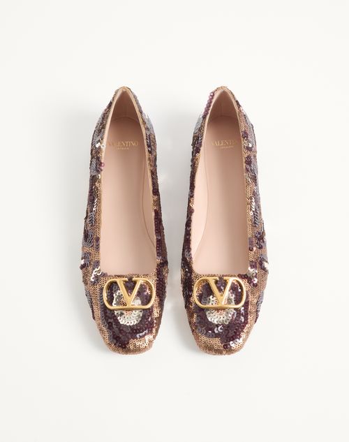 Valentino Garavani - Vlogo Signature Ballerinas With Animalier Embroidery - Brown/multicolor - Woman - Ballerinas