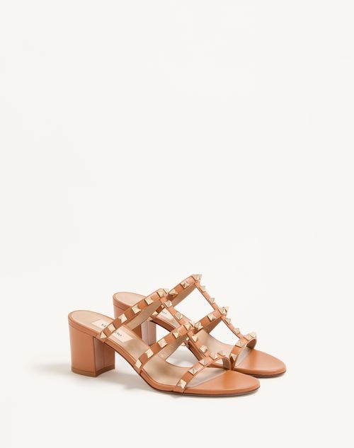 Valentino Garavani - Rockstud Calfskin Leather Slide Sandal 60 Mm - Almond - Woman - Sandals
