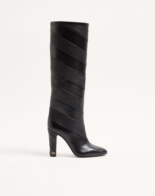 Valentino Garavani Rayons Nappa Boot With Chevron Pattern 100mm Woman Black 35