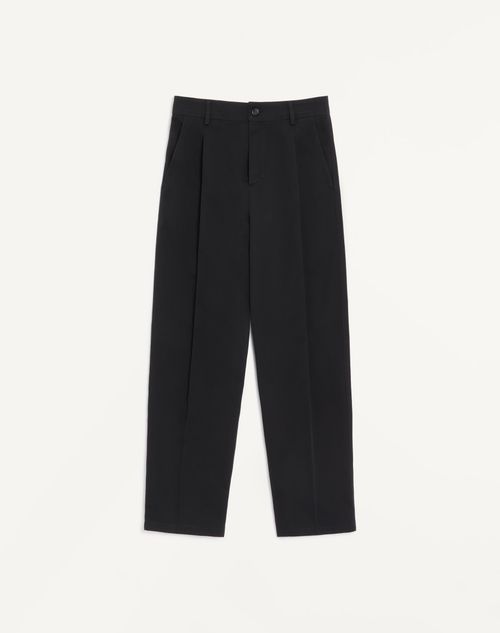 Valentino Valentino Trousers In Cotton Gabardine With Vlogo Embroidery Man Black 46