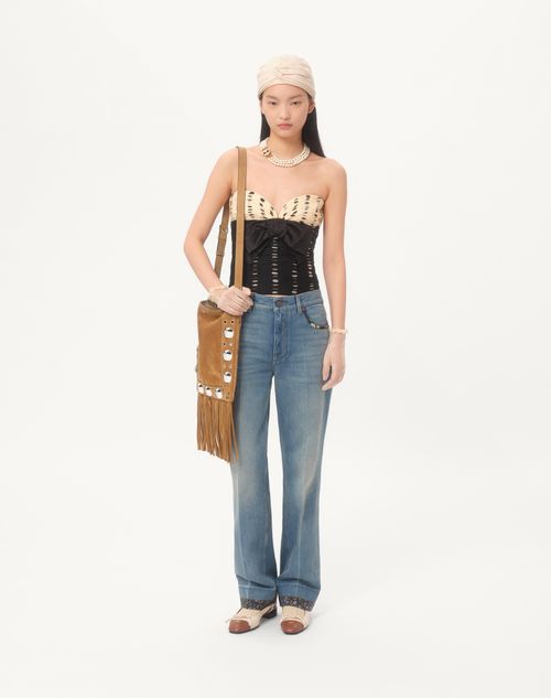 Valentino - Chiffon Top With Plusdepois Print - Black/birch - Woman - Shirts And Tops