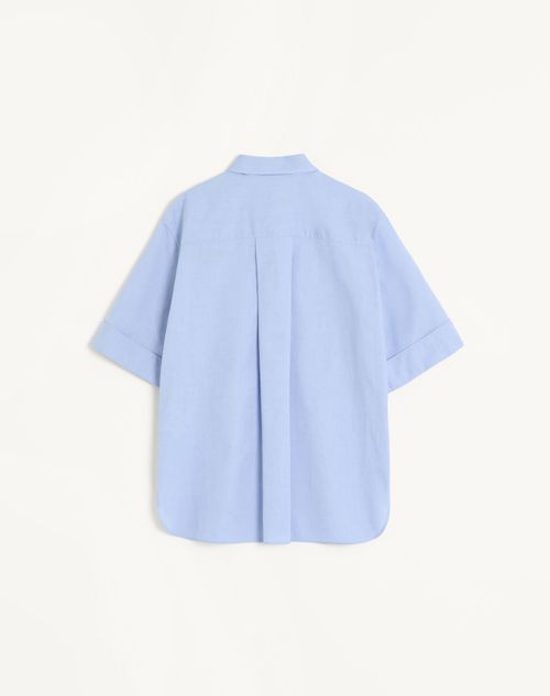 Valentino - Oxford Cotton Polo Shirt - Azure - Man - Shirts