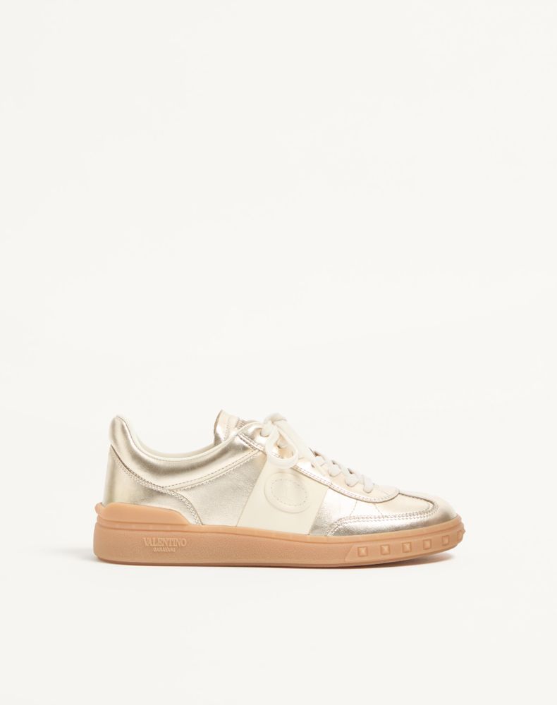 Valentino Garavani Women's Platinum Upvillage Trainer In Laminated Calfskin With Nappa Calfskin Leather Band Woman 41