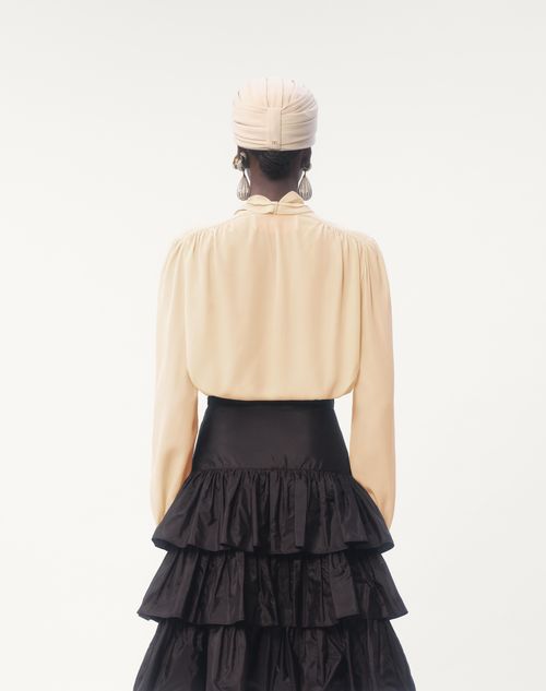 Valentino - Camicia In Crepe De Chine - Betulla - Donna - Camicie E Top