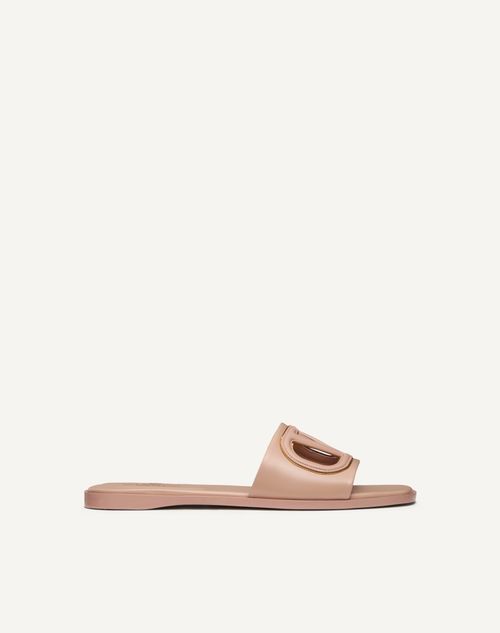 Valentino Garavani - Vlogo Cut-out Calfskin Slide Sandal - Rose Cannelle/antique Brass - Woman - Slides And Thongs