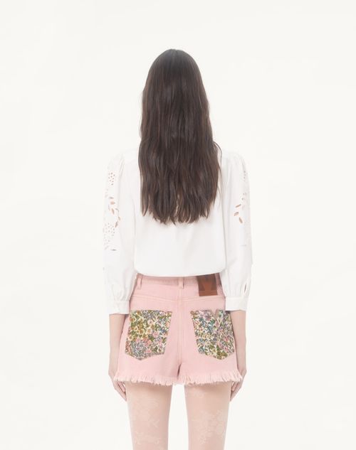 Valentino - Camicia In Popeline Ricamata - Bianco - Donna - Camicie E Top