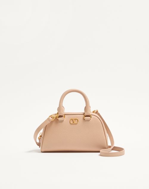Valentino Garavani Mini Vlogo Signature Bowling Bag In Grainy Calfskin Woman Rose Sand Onesize