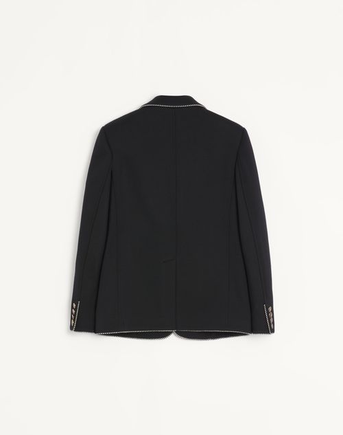 Valentino - Veste Droite Valentino En Laine Avec Écusson Valentino - Noir - Homme - Manteaux Et Blazers