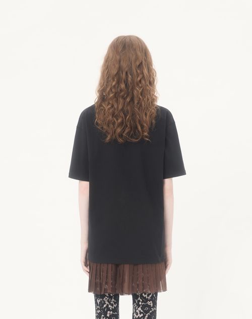 Valentino - Printed Cotton T-shirt - Black/red - Woman - Tshirts And Sweatshirts