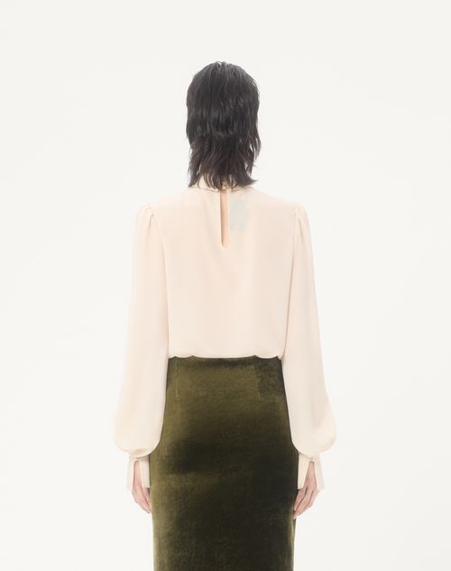 Valentino - Embroidered Crepe De Chine Top - Vanilla - Woman - Shirts & Tops