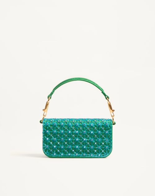 Valentino Garavani - Valentino Garavani Locò Small Shoulder Bag Embroidered With Jewel Logo - Turquoise/emerald - Woman - Shoulder Bags