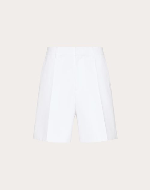 Shop Valentino Cotton Poplin Bermuda Shorts Laminated With Scuba In White