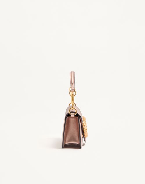 Valentino Garavani - Valentino Garavani Locò Small Shoulder Bag In Laminated Calfskin With Jewel Logo - Rose Cannelle - Woman - Shoulder Bags