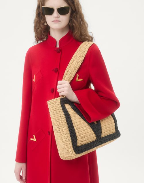 Valentino Garavani - Valentino Garavani Viva Superstar Large Raffia Shopping Bag - Natural - Woman - Totes