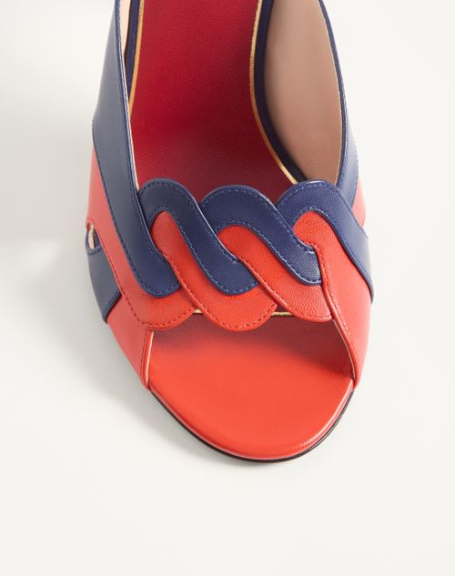 Valentino Garavani - Éoline Kidskin Slide Sandal 105mm - Indigo/orange - Woman - Sandals