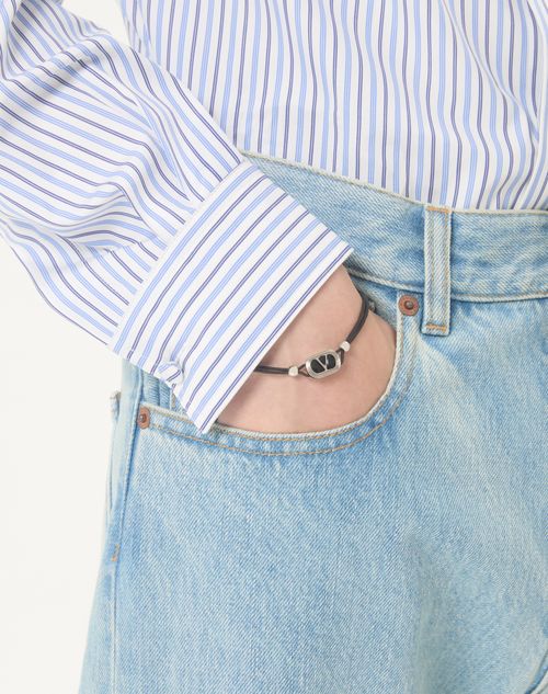 Valentino Garavani - Valentino Ovalette Cotton Bracelet - Black - Man - Jewellery