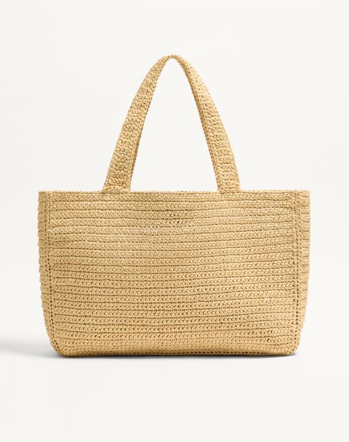 Valentino Garavani - Valentino Garavani Viva Superstar Large Raffia Shopping Bag - Natural - Woman - Totes