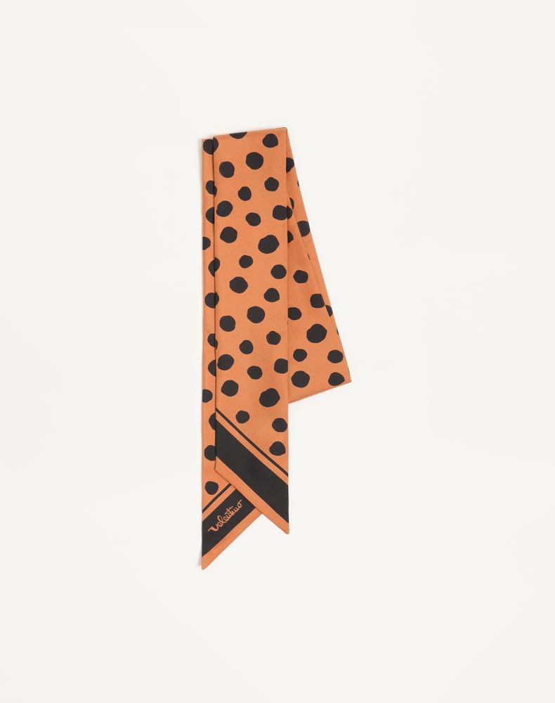 Valentino Garavani Women's Brown/Black Dalmatian Polka Dot Silk Bandeau Scarf Woman Uni