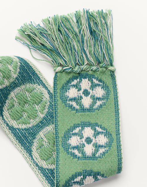 Valentino Garavani - Antibes Cotton Scarf With Fringe - Ivory/blue/aquamarine - Man - Soft Accessories