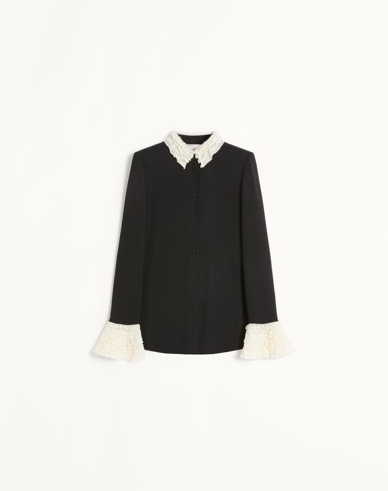 Valentino Women's Black/Ivory Georgette Blouse Woman 44