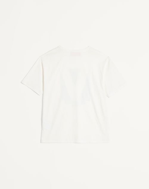 Valentino - Cotton T-shirt With Chez Valentino Print - Ivory - Man - T-shirts And Sweatshirts