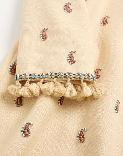 Valentino - Long Dress In Embroidered Rustik Silk - Birch - Woman - Gowns