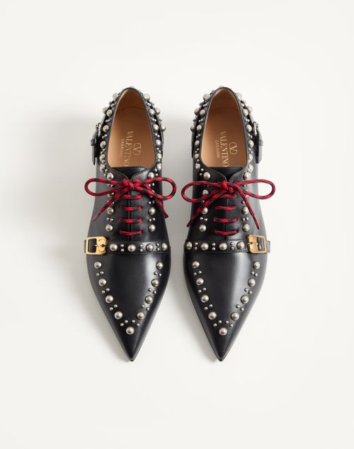 Valentino Garavani - Derby Mockers In Calfskin - Black - Man - Lace-ups