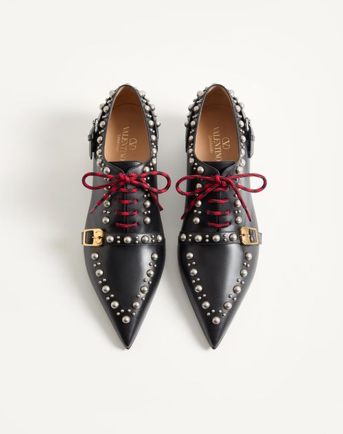 Valentino Garavani - Derby Mockers In Calfskin - Black - Man - Lace-ups