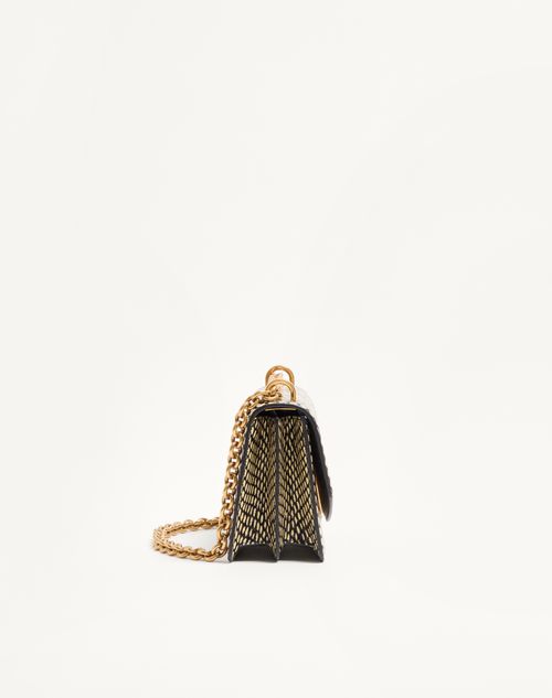 Valentino Garavani - Valentino Garavani Vain Elaphe Leather Shoulder Bag With Cobra Print - Ivory/black - Woman - Shoulder Bags