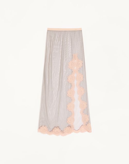Valentino - Long Skirt In Sheer Tulle - Grey/peach - Woman - Lingerie