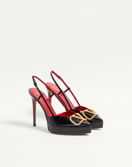 Valentino Garavani - Vlogo Signature Calfskin Slingback Platform Pump 120mm - Black - Woman - Pumps