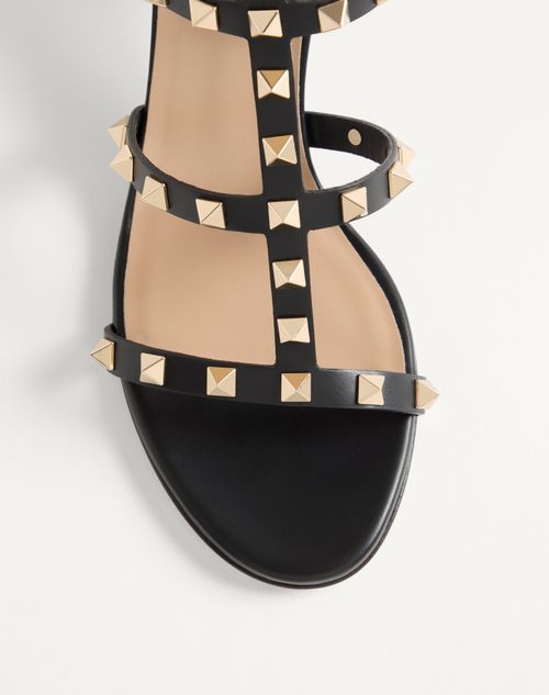 Valentino Garavani - Rockstud Calfskin Ankle Strap Sandal 60 Mm - Black - Woman - Sandals