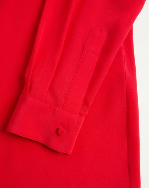 Valentino - Valentino Crepe De Chine Silk Shirt With Scarf Collar - Red - Man - Shirts