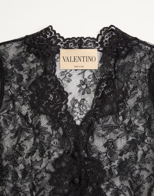 Valentino - Stretch Lace Cardigan - Black - Woman - Shirts And Tops