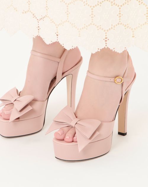 Valentino Garavani - Bowow Kidskin Platform Sandal With Bow Detail 130mm - Pink - Woman - Sandals
