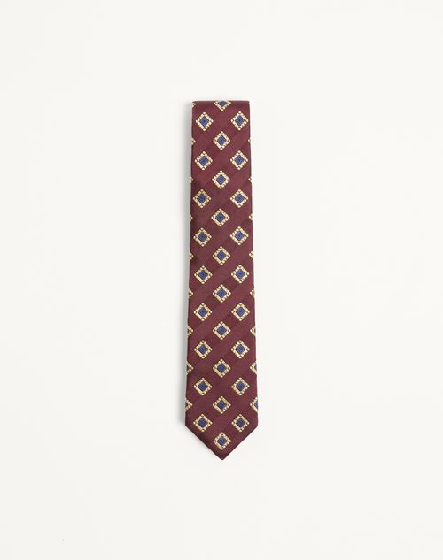 Valentino Garavani Valentie Patterned Tie In Silk, Wool, And Jacquard Man Bordeaux/multicolour Onesize