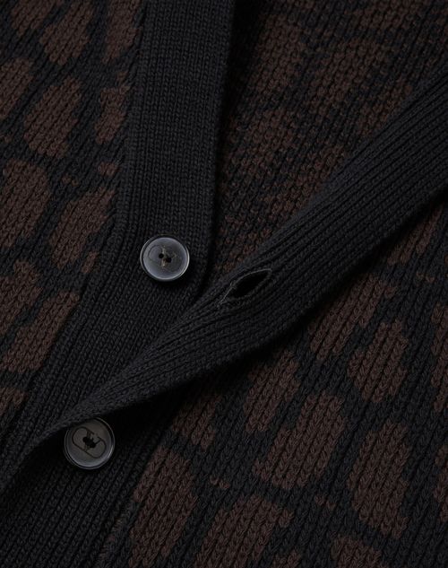 Valentino - Wool Cardigan With Toile Iconographe Pattern - Black - Man - Knitwear