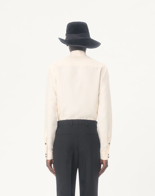 Valentino - Camicia In Shantung Di Seta Con Alamaro - Panna - Uomo - Camicie