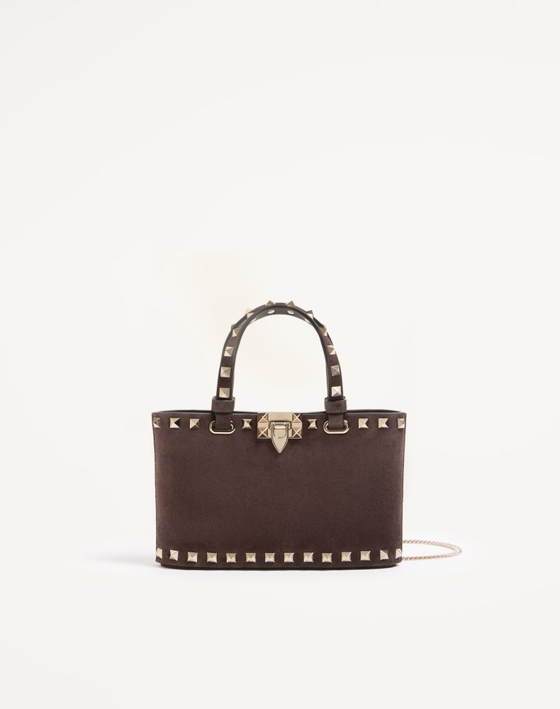 Valentino Garavani Women's Ebony Rockstud Mini Suede Shopping Bag Woman Uni