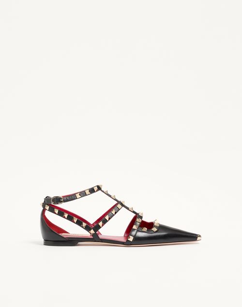 Valentino Garavani - Rockstud Kidskin Ballerinas - Black - Woman - Ballerinas