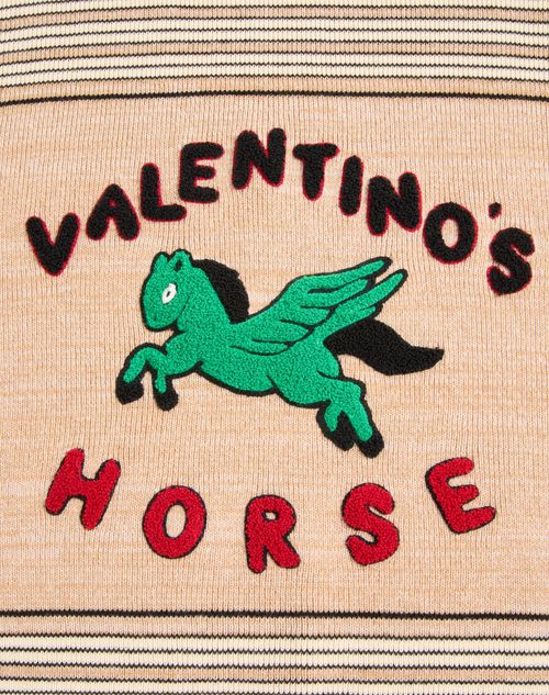 Valentino - Valentino Wool And Cotton Jumper With Valentino Horse Patch - Multicolour - Man - Knitwear