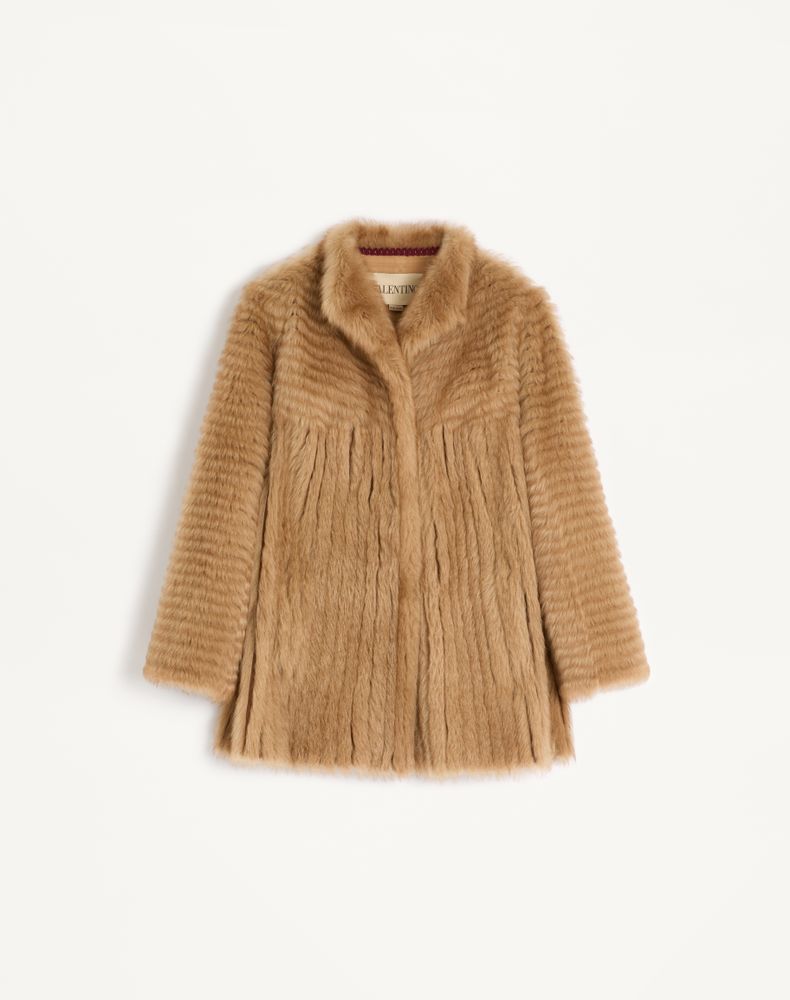 Valentino Women's Honey Shearling Coat Woman 44